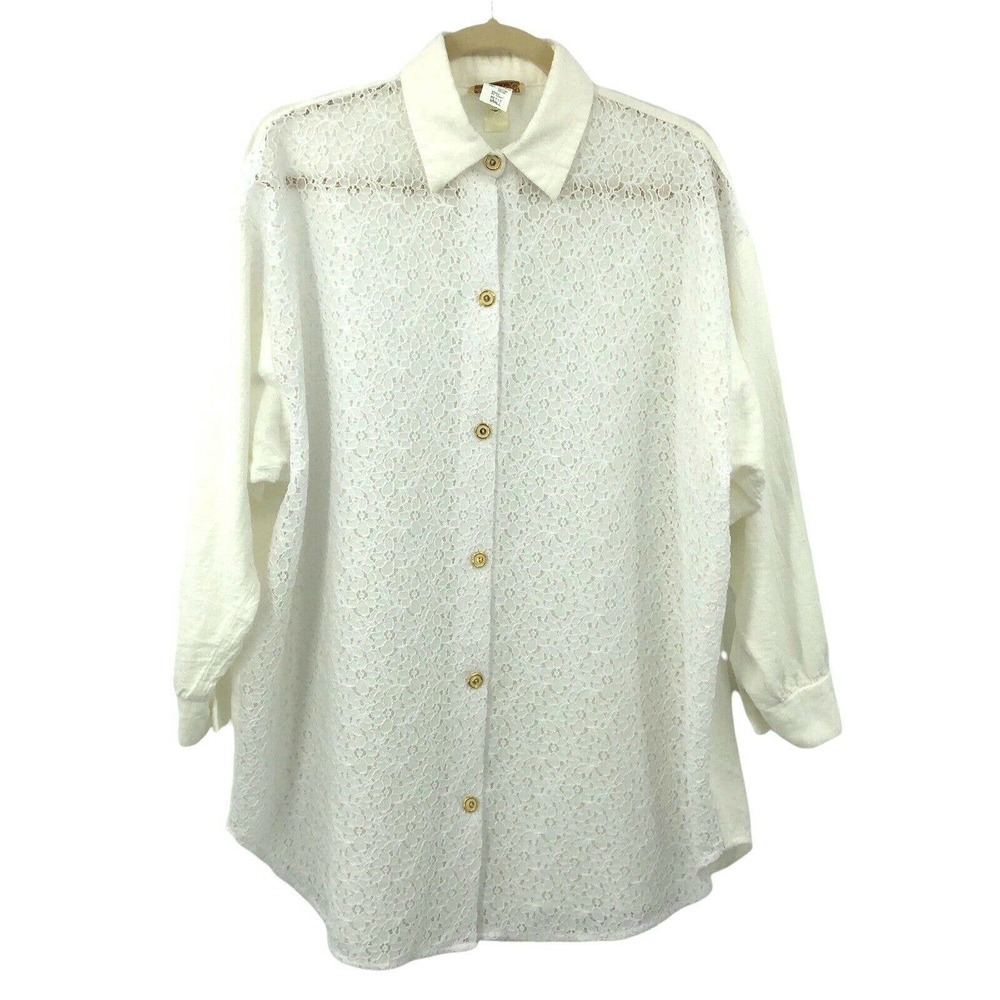 Vintage Sand Dollars Crochet Eyelet Top Blouse Shirt sz S Union Made